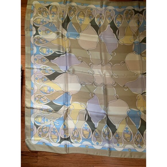 Womens Blue, Yellow, Tan Scarf Made in Italy - Picture 2 of 8
